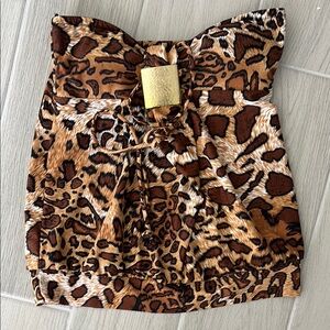 Bikini Bay Size 6 Tankini Top Brown Animal Print Swimwear